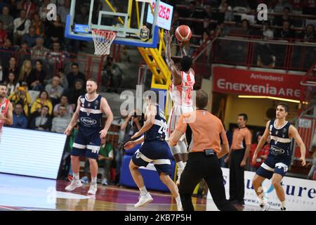 14 Mayo Josh von Openjobmetis in Aktion während der Italien Lega Korb der Serie A , Openjobmetis Varese - Fortitudo Bologna am 6. Oktober 2019 in Varese Palasport Enerxenia Arena (Foto von Fabio Averna/NurPhoto) Stockfoto