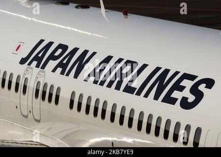 Die Flugzeuge der Japan Airlines Co. (JAL) stehen am Haneda Airport in Tokio, Japan, am 9. Oktober 2019. (Foto von Hitoshi Yamada/NurPhoto) Stockfoto