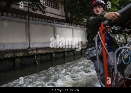 Bangkok, Thailand, 10. Oktober 2019 : Taxi River in Bangkok. Taxi River ist einer der schnellsten zu erreichen Altstadt von Bangkok für Touristen. (Foto von Donal Husni/NurPhoto) Stockfoto