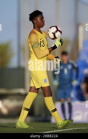 Tobi Oluwayemi (Celtic) aus England beim internationalen Freundschaftsspiel zwischen England U17 und Deutschland U17 in der Pinatar Arena am 10. Oktober 2019 in San Pedro del Pinatar, Spanien. (Foto von Jose Breton/Pics Action/NurPhoto) Stockfoto