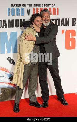 (L-R) John-Henry Butterworth und Jez Butterworth besuchen die britische Filmpremiere von 'Le Mans '66' auf dem Odeon Luxe, Leicester Square, während des BFI London Film Festival 63. am 10. Oktober 2019 in London, England. (Foto von Wiktor Szymanowicz/NurPhoto) Stockfoto