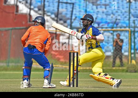 Tamil Nadu Batsman Abhinav Mukund spielt einen Schuss während des Vijay Hazare Trophy Spiels gegen Madhya Pradesh im SMS Stadium in Jaipur, Rajasthan, Indien, Oktober 12,2019. (Foto von Vishal Bhatnagar/NurPhoto) Stockfoto