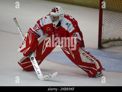 Tyler Perry von Swindon Wildcats während der National Ice Hockey League zwischen Guildford Phoenix und Swindon Wildcats 2 im Guildford Spectrum Stadium in Guildford, England am 13. Oktober 2019 (Foto von Action Foto Sport/NurPhoto) Stockfoto