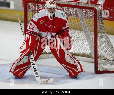 Tyler Perry von Swindon Wildcats während der National Ice Hockey League zwischen Guildford Phoenix und Swindon Wildcats 2 im Guildford Spectrum Stadium in Guildford, England am 13. Oktober 2019 (Foto von Action Foto Sport/NurPhoto) Stockfoto