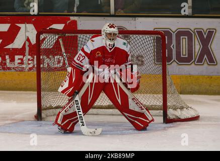 Tyler Perry von Swindon Wildcats während der National Ice Hockey League zwischen Guildford Phoenix und Swindon Wildcats 2 im Guildford Spectrum Stadium in Guildford, England am 13. Oktober 2019 (Foto von Action Foto Sport/NurPhoto) Stockfoto