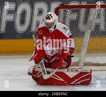 Tyler Perry von Swindon Wildcats während der National Ice Hockey League zwischen Guildford Phoenix und Swindon Wildcats 2 im Guildford Spectrum Stadium in Guildford, England am 13. Oktober 2019 (Foto von Action Foto Sport/NurPhoto) Stockfoto