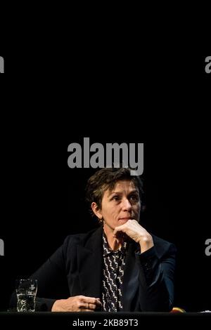 Die Schauspielerin Frances McDormand tritt am 14. Oktober 2019 beim Festival Lumière in Lyon, Frankreich, als Meisterin auf. (Foto von Nicolas Liponne/NurPhoto) Stockfoto