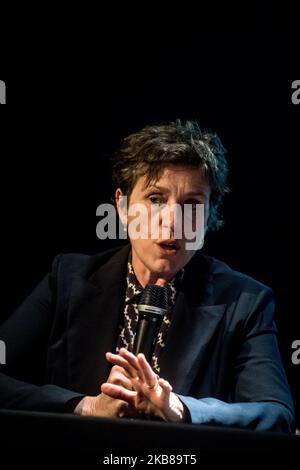 Die Schauspielerin Frances McDormand tritt am 14. Oktober 2019 beim Festival Lumière in Lyon, Frankreich, als Meisterin auf. (Foto von Nicolas Liponne/NurPhoto) Stockfoto