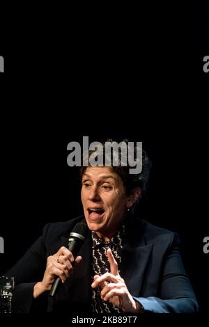 Die Schauspielerin Frances McDormand tritt am 14. Oktober 2019 beim Festival Lumière in Lyon, Frankreich, als Meisterin auf. (Foto von Nicolas Liponne/NurPhoto) Stockfoto