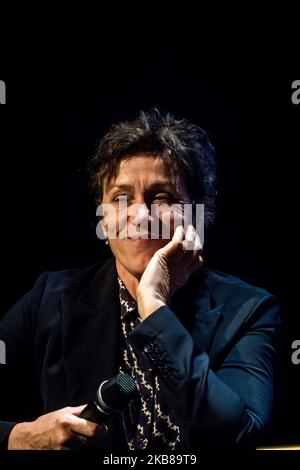 Die Schauspielerin Frances McDormand tritt am 14. Oktober 2019 beim Festival Lumière in Lyon, Frankreich, als Meisterin auf. (Foto von Nicolas Liponne/NurPhoto) Stockfoto