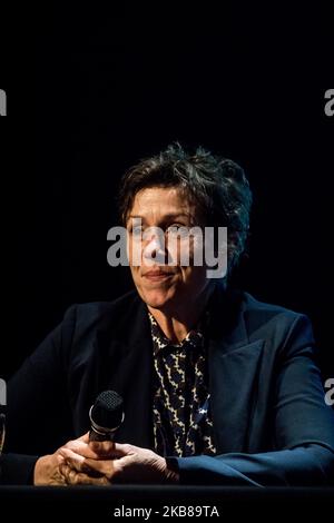 Die Schauspielerin Frances McDormand tritt am 14. Oktober 2019 beim Festival Lumière in Lyon, Frankreich, als Meisterin auf. (Foto von Nicolas Liponne/NurPhoto) Stockfoto