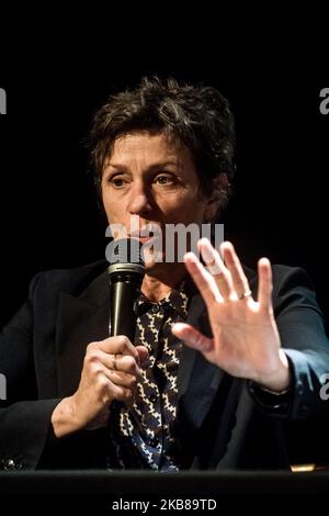 Die Schauspielerin Frances McDormand tritt am 14. Oktober 2019 beim Festival Lumière in Lyon, Frankreich, als Meisterin auf. (Foto von Nicolas Liponne/NurPhoto) Stockfoto