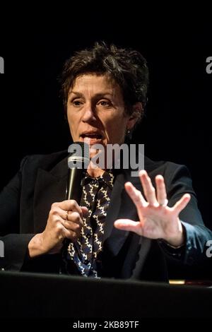 Die Schauspielerin Frances McDormand tritt am 14. Oktober 2019 beim Festival Lumière in Lyon, Frankreich, als Meisterin auf. (Foto von Nicolas Liponne/NurPhoto) Stockfoto