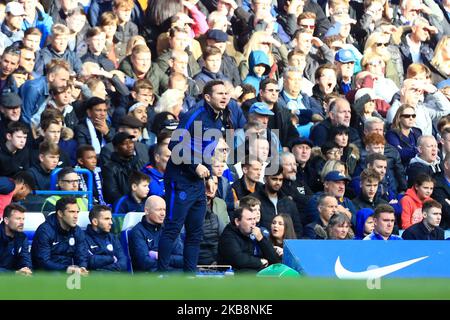 Chelseas Cheftrainer Frank Lampard während des Premier League-Spiels zwischen Chelsea und Newcastle United am Samstag, 19.. Oktober 2019, in Stamford Bridge, London. (Foto von Leila Coker/MI News/NurPhoto) Stockfoto