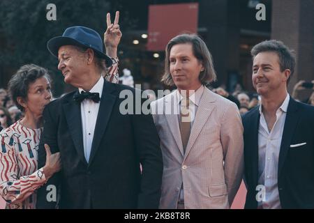 Frances McDormand, Bill Murray, Wes Anderson und Edward Norton gehen während des Rome Film Festival 14. am 19. Oktober 2019 in Rom, Italien, auf einem roten Teppich. (Foto von Luca Carlino/NurPhoto) Stockfoto