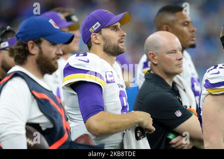 Minnesota Vikings Quarterback Kirk Cousins (8) durchlebt am Sonntag, 20. Oktober 2019, die zweite Hälfte eines NFL-Fußballspiels gegen die Detroit Lions in Detroit, Michigan, USA (Foto: Jorge Lemus/NurPhoto) Stockfoto