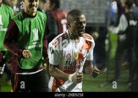 Nicolas De La Cruz von River Plate feiert in Vollzeit nach dem zweiten Beinspiel zwischen River Plate und Boca Juniors im Rahmen des Halbfinales von Copa CONMEBOL Libertadores 2019 im Estadio Alberto J. Armando am 22. Oktober 2019 in Buenos Aires, Argentinien. (Foto von Matías Baglietto/NurPhoto) Stockfoto