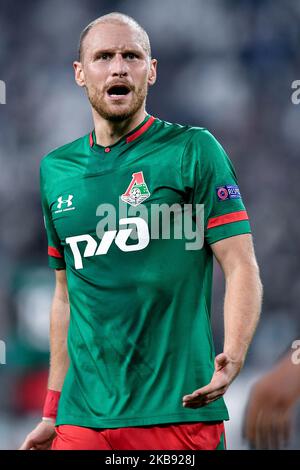 Benedikt Howedes von Lokomotiv Moskau während des UEFA Champions League Gruppenbühnentauches zwischen Juventus und Lokomotiv Moskau am 22. Oktober 2019 im Juventus-Stadion, Turin, Italien. (Foto von Giuseppe Maffia/NurPhoto) Stockfoto