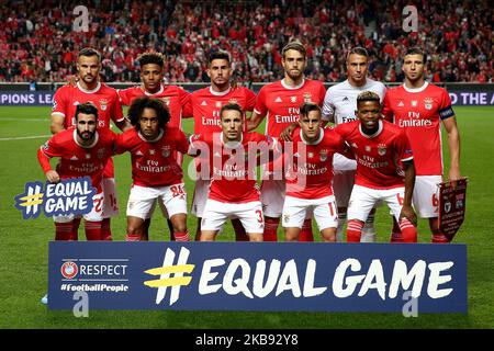 Benficas Startteam vor dem UEFA Champions League Group G Fußballspiel zwischen SL Benfica und Olympique Lyonnais im Luz-Stadion in Lissabon, Portugal, am 23. Oktober 2019. (Foto von Pedro FiÃºza/NurPhoto) Stockfoto