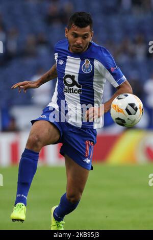 Portos mexikanischer Stürmer Jesus Corona in Aktion während des UEFA Europa League Group G-Spiels zwischen dem FC Porto und dem Rangers FC am 24. Oktober 2019 im Dragao Stadium in Porto, Portugal. (Foto von Paulo Oliveira / DPI / NurPhoto) Stockfoto