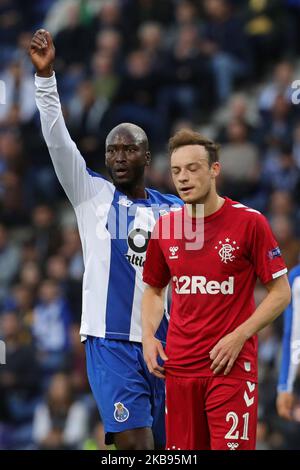 Portos portugiesischer Mittelfeldspieler Danilo Pereira reagiert während des UEFA Europa League Group G-Spiels zwischen dem FC Porto und dem Rangers FC im Dragao Stadium am 24. Oktober 2019 in Porto, Portugal. (Foto von Paulo Oliveira / DPI / NurPhoto) Stockfoto