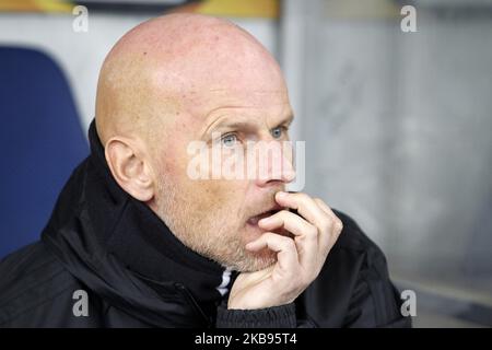 FC Copenhagen Trainer STALE Solbakken reagiert 2019/2020 auf das Fußballspiel der UEFA Europa League Gruppe B zwischen dem FC Kopenhagen und Dynamo Kiew am 24. Oktober 2019 im NSC Olimpiyskiy-Stadion in Kiew, Ukraine. (Foto von STR/NurPhoto) Stockfoto