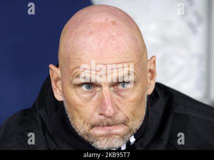 FC Copenhagen Trainer STALE Solbakken reagiert 2019/2020 auf das Fußballspiel der UEFA Europa League Gruppe B zwischen dem FC Kopenhagen und Dynamo Kiew am 24. Oktober 2019 im NSC Olimpiyskiy-Stadion in Kiew, Ukraine. (Foto von STR/NurPhoto) Stockfoto