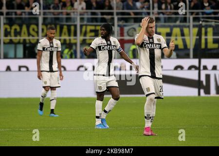 Gervinho feiert nach seinem Tor während des Serie-A-Spiels zwischen dem FC Internazionale und Parma Calcio im Stadio Giuseppe Meazza am 26. Oktober 2019 in Mailand, Italien. (Foto von Giuseppe Cottini/NurPhoto) Stockfoto