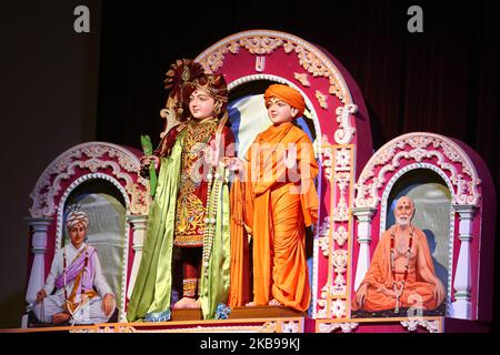 Idol von Lord Swaminarayan beim BAPS Shri Swaminarayan Mandir anlässlich von Sharad Purnima am 13. Oktober 2019 in Toronto, Ontario, Kanada. (Foto von Creative Touch Imaging Ltd./NurPhoto) Stockfoto