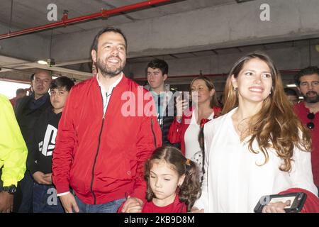 Der Kandidat Carlos Fernando Galan trifft am 27. Oktober 2019 während der lokalen und regionalen Wahlen in Bogota, Kolumbien, im Wahllokal ein. (Foto von Daniel Garzon Herazo/NurPhoto) Stockfoto