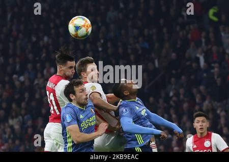 Joel Veltman (Ajax), aufgenommen während des Eredivisie-Festes 2019/20 zwischen AFC Ajax und Feyenoord Rotterdam in der Johan Cruijff Arena, am 27. Oktober 2019. (Foto von Federico Guerra Moran/NurPhoto) Stockfoto