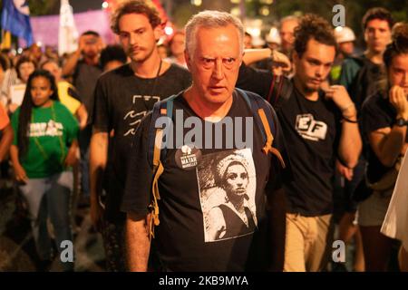 Protest gegen „Wer hat den Mord an Marielle Franco und Anderson angeordnet?“ In Paulista Avenue, São Paulo, Brasilien 31. Oktober 2019. (Filmmaterial von Filam Beltrame/NurPhoto) Stockfoto