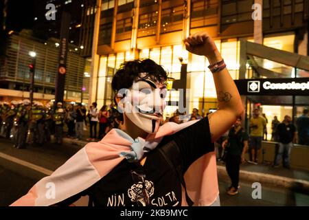 Protest gegen „Wer hat den Mord an Marielle Franco und Anderson angeordnet?“ In Paulista Avenue, São Paulo, Brasilien 31. Oktober 2019. (Filmmaterial von Filam Beltrame/NurPhoto) Stockfoto