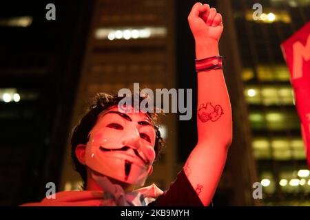 Protest gegen „Wer hat den Mord an Marielle Franco und Anderson angeordnet?“ In Paulista Avenue, São Paulo, Brasilien 31. Oktober 2019. (Filmmaterial von Filam Beltrame/NurPhoto) Stockfoto