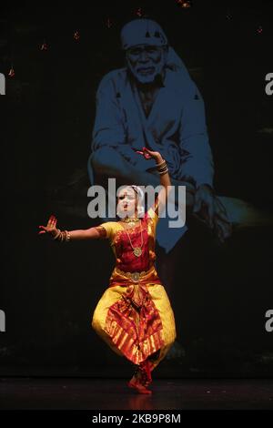 Die tamilische Bharatnatyam-Tänzerin führt am 21. September 2019 in Scarborough, Ontario, Kanada, einen expressiven Tanz auf. (Foto von Creative Touch Imaging Ltd./NurPhoto) Stockfoto