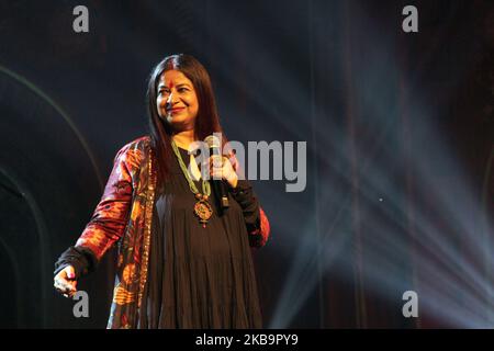 Bollywood-Sängerin Rekha Bhardwaj tritt am 01. November 2019 im Indira Gandhi National Center for the Arts in New Delhi, Indien, während des größten indischen Literatur- und Kunstfestivals mit dem Titel „Sahitya Aaj Tak“ auf. (Foto von Mayank Makhija/NurPhoto) Stockfoto