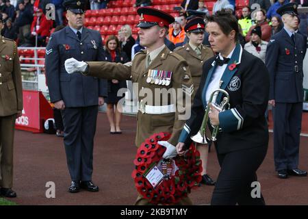 Aktivitäten am Gedenktag vor dem Spiel der Sky Bet League 1 zwischen Sunderland und Southend United im Stadium of Light, Sunderland, am Samstag, den 2.. November 2019. (Foto von Steven Hadlow/MI News/NurPhoto) Stockfoto