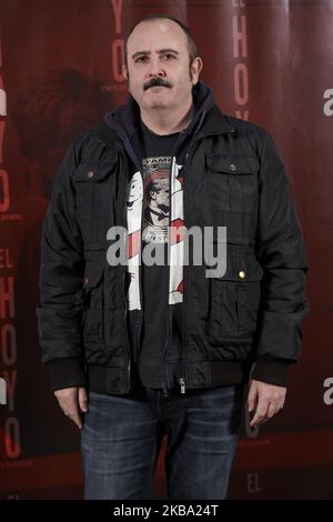 Carlos Areces nimmt an der Filmpremiere „El Hoyo (die Plattform)“ im Kino „Palacio de la prensa“ in Madrid, Spanien, am 4. November 2019 Teil (Foto von Carlos Dafonte/NurPhoto) Stockfoto
