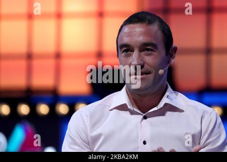 Kevin weil, VP of Product von Calibra (Facebook), spricht während der jährlichen Technologiekonferenz des Web Summit am 5. November 2019 in Lissabon, Portugal. (Foto von Pedro FiÃºza/NurPhoto) Stockfoto