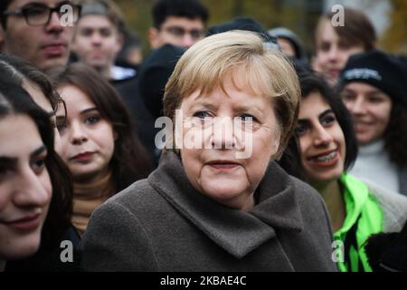 Bundeskanzlerin Angela Merkel bei einer Gedenkfeier zum 30.. Jahrestag des Falls der Berliner Mauer. Berlin, Deutschland am 9. November 2019. (Foto von Beata Zawrzel/NurPhoto) Stockfoto