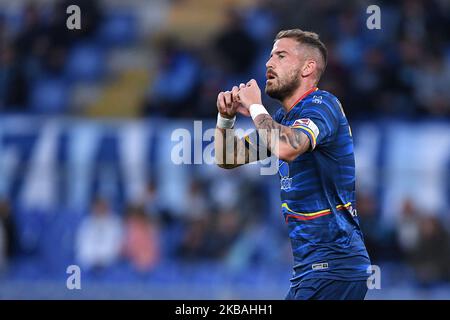 Andrea La Mantia von US Lecce feiert das zweite Tor während des Serie-A-Spiels zwischen SS Lazio und US Lecce am 10. November 2019 im Stadio Olimpico, Rom, Italien. (Foto von Giuseppe Maffia/NurPhoto) Stockfoto