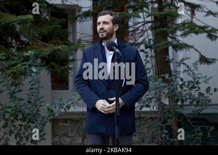 Pablo Casado während der Abstimmung des Partido Popular-Führers Pablo Casado an der Nuestra Senora del Pilar Schule in Madrid, Spanien. 10. November 2019. (Foto von A. Ware/NurPhoto) Stockfoto