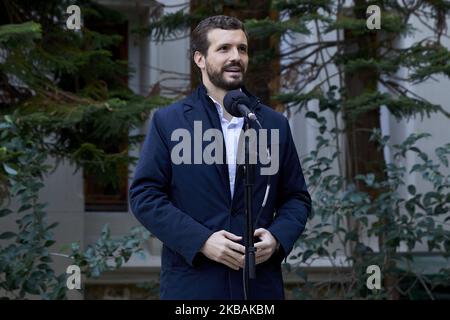 Pablo Casado während der Abstimmung des Partido Popular-Führers Pablo Casado an der Nuestra Senora del Pilar Schule in Madrid, Spanien. 10. November 2019. (Foto von A. Ware/NurPhoto) Stockfoto