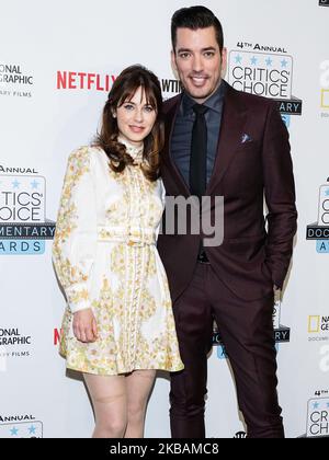 BROOKLYN, NEW YORK CITY, NEW YORK, USA - 10. NOVEMBER: Die Schauspielerin Zooey Deschanel kommt zu den Annual Critics' Choice Documentary Awards 4., die am 10. November 2019 im BRIC in Brooklyn, New York City, New York, USA, verliehen wurden. (Foto von William Perez/Image Press Agency/NurPhoto) Stockfoto