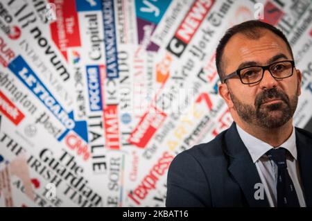 Pressekonferenz des Ministers für Bildung, Universität und Forschung, Lorenzo Fioramonti, an die ausländische Presse, um am 12. November 2019 in Rom, Italien, über Schule, Umwelt und Regierung zu sprechen (Foto: Andrea Ronchini/NurPhoto) Stockfoto