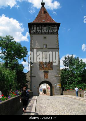 Turm des Beinsteinertors das einzige noch erhaltene mittelalterliche Stadttor von Waiblingen, Baden-Württemberg, Deutschland Stockfoto