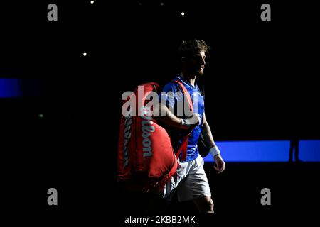 Paris, Frankreich. 3. November 2022, Corentin Moutet aus Frankreich während des Rolex Paris Masters, ATP Masters 1000 Tennisturniers, am 3. November 2022 in der Accor Arena in Paris, Frankreich. Foto von Victor Joly/ABACAPRESS.COM Stockfoto