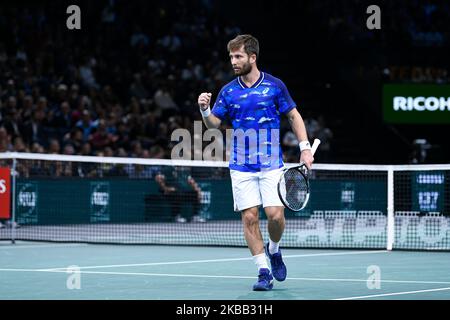 Paris, Frankreich. 3. November 2022, Corentin Moutet aus Frankreich während des Rolex Paris Masters, ATP Masters 1000 Tennisturniers, am 3. November 2022 in der Accor Arena in Paris, Frankreich. Foto von Victor Joly/ABACAPRESS.COM Stockfoto