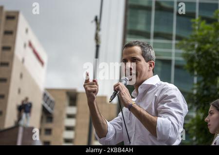 Der venezolanische Oppositionsführer Juan Guaido hält eine Rede während einer Versammlung in Caracas am 16. November 2019 (Foto: Rafael Briceño Sierralta/NurPhoto) Stockfoto