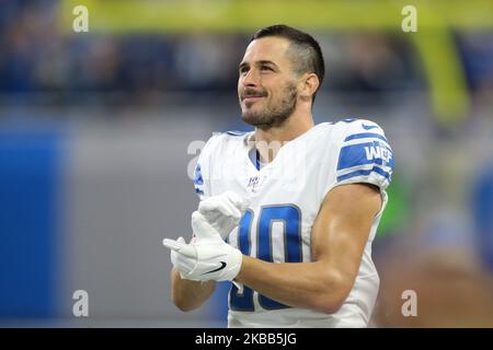 Der Detroit Lions Wide Receiver Danny Amendola (80) wird während der zweiten Hälfte eines NFL-Fußballspiels gegen die Dallas Cowboys in Detroit, Michigan, USA, am Sonntag, 17. November 2019, gesehen (Foto: Jorge Lemus/NurPhoto) Stockfoto